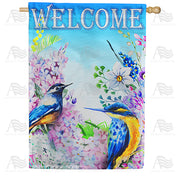 America Forever Blue Birds and Flowers House Flag