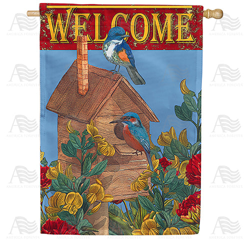 America Forever Welcome Bluebird Birdhouse House Flag