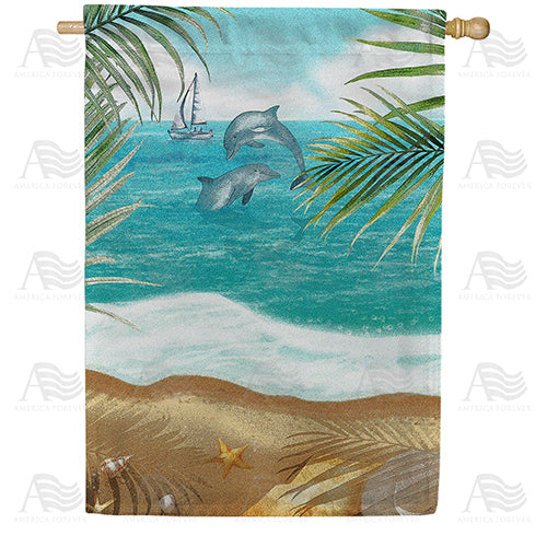 America Forever Dolphin Diving House Flag