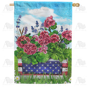 America Forever Patriotic Geraniums House Flag
