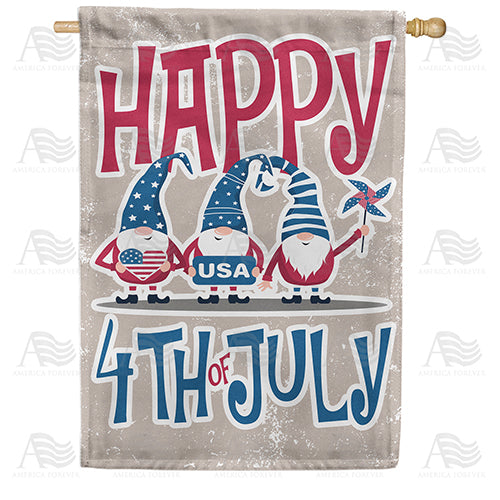 America Forever Independence Day Gnomes House Flag
