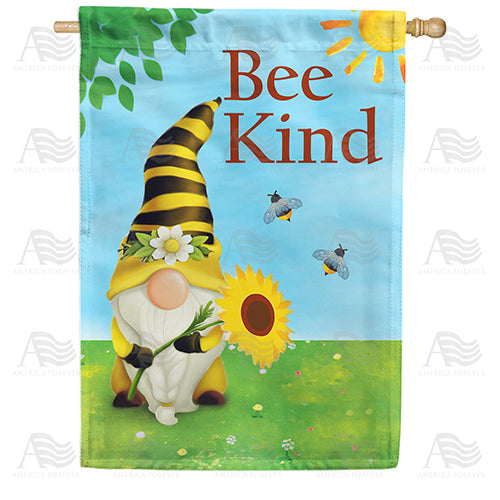 America Forever Bee Kind Gnome House Flag