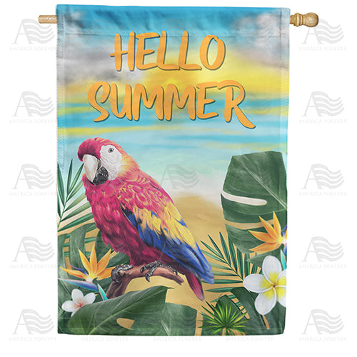 America Forever Hello Summer Parrot House Flag