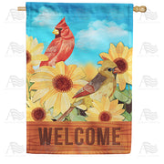 America Forever Cardinal Pair Welcome House Flag