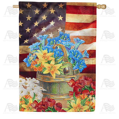 America Forever Old Glory Flowers House Flag