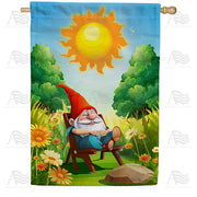 America Forever Gnome Basking In Sunlight House Flag