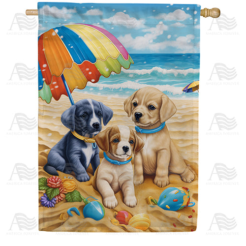 America Forever Puppy Beach Day House Flag