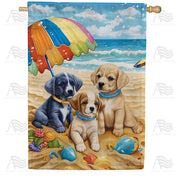 America Forever Puppy Beach Day House Flag