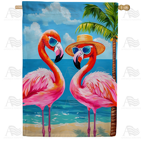 America Forever Flamingo Tourists House Flag