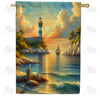 America Forever Sunset Lighthouse Watch House Flag