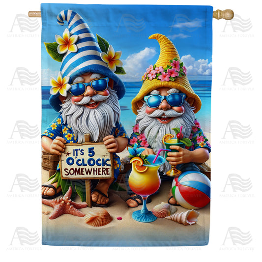 America Forever Beachside Gnome Cheers House Flag