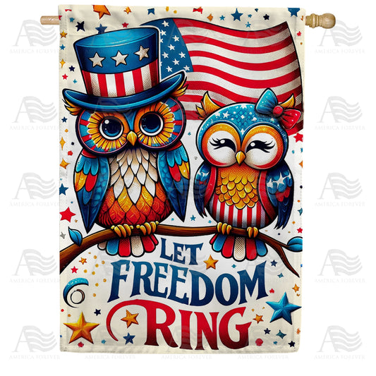America Forever Patriotic Owls Duo House Flag