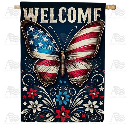 America Forever Star-Spangled Butterfly House Flag