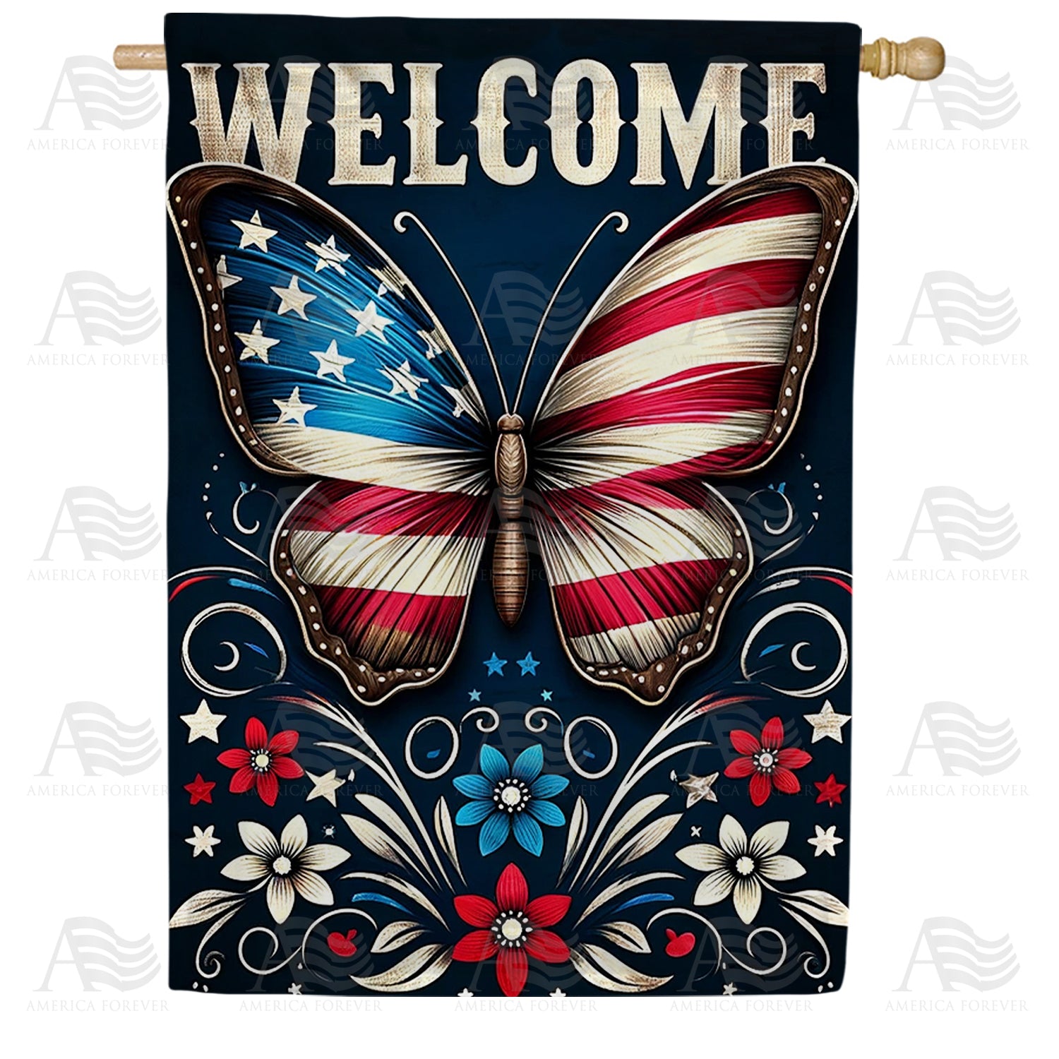America Forever Star-Spangled Butterfly House Flag