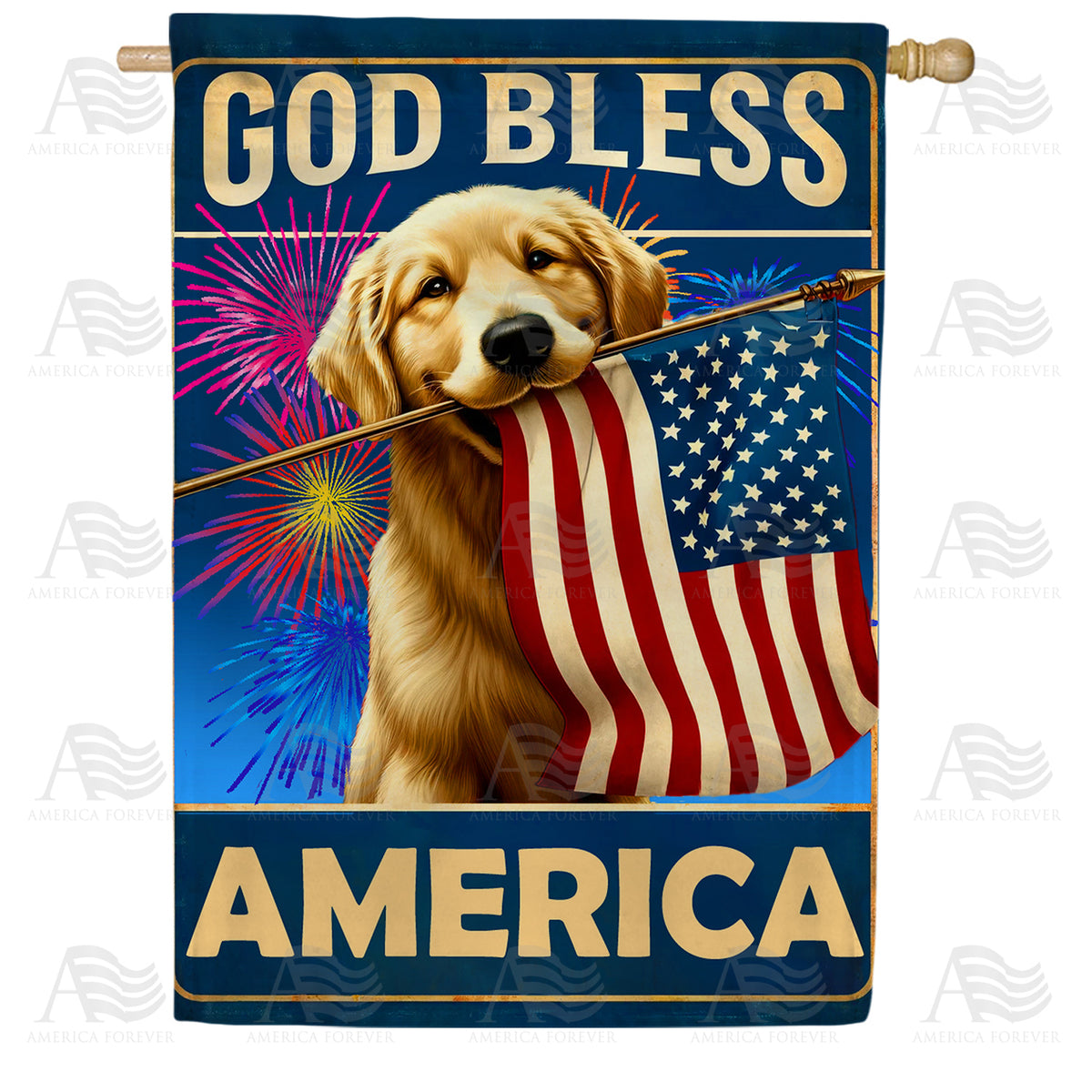 America Forever Patriotic Canine Salute House Flag