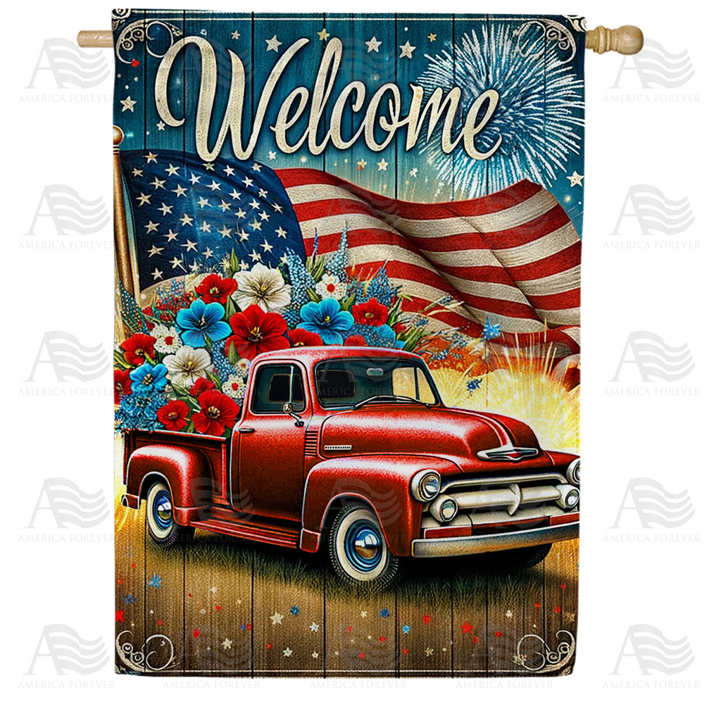 America Forever Patriotic Pickup Welcome House Flag