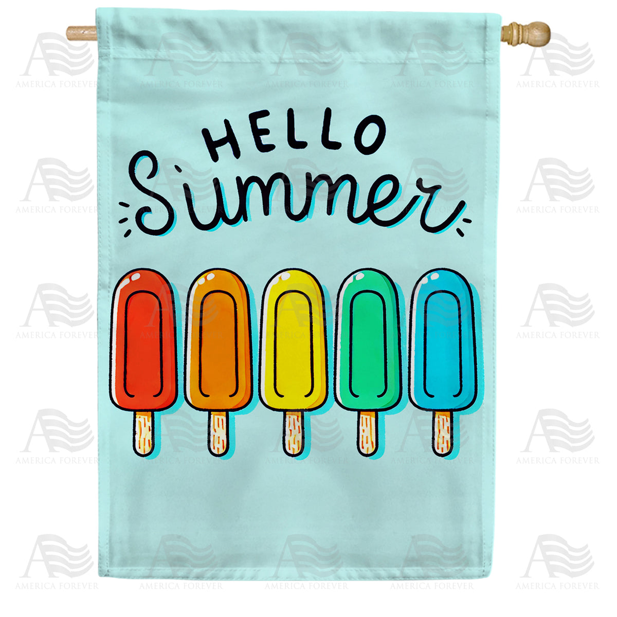 America Forever Hello Summer Popsicle House Flag