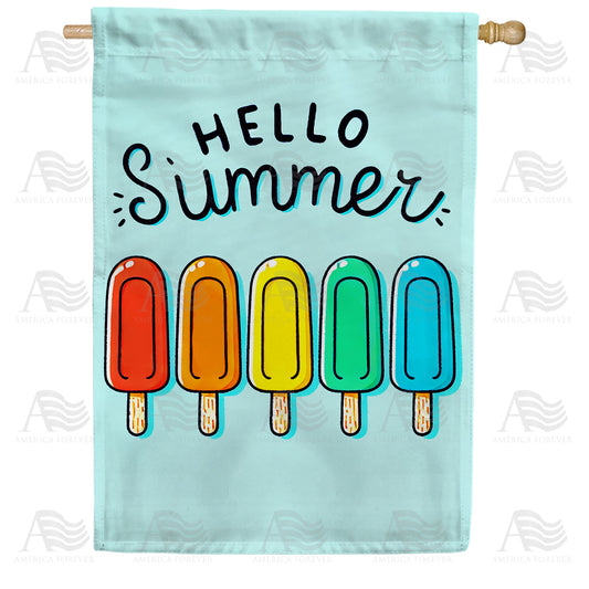 America Forever Hello Summer Popsicle House Flag