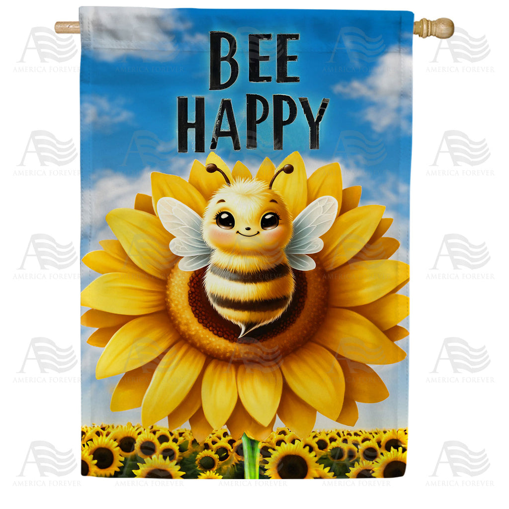 America Forever Bee Happy Sunflower House Flag