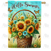 America Forever Hello Summer Sunflower Basket House Flag
