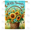 America Forever Hello Summer Sunflower Basket House Flag