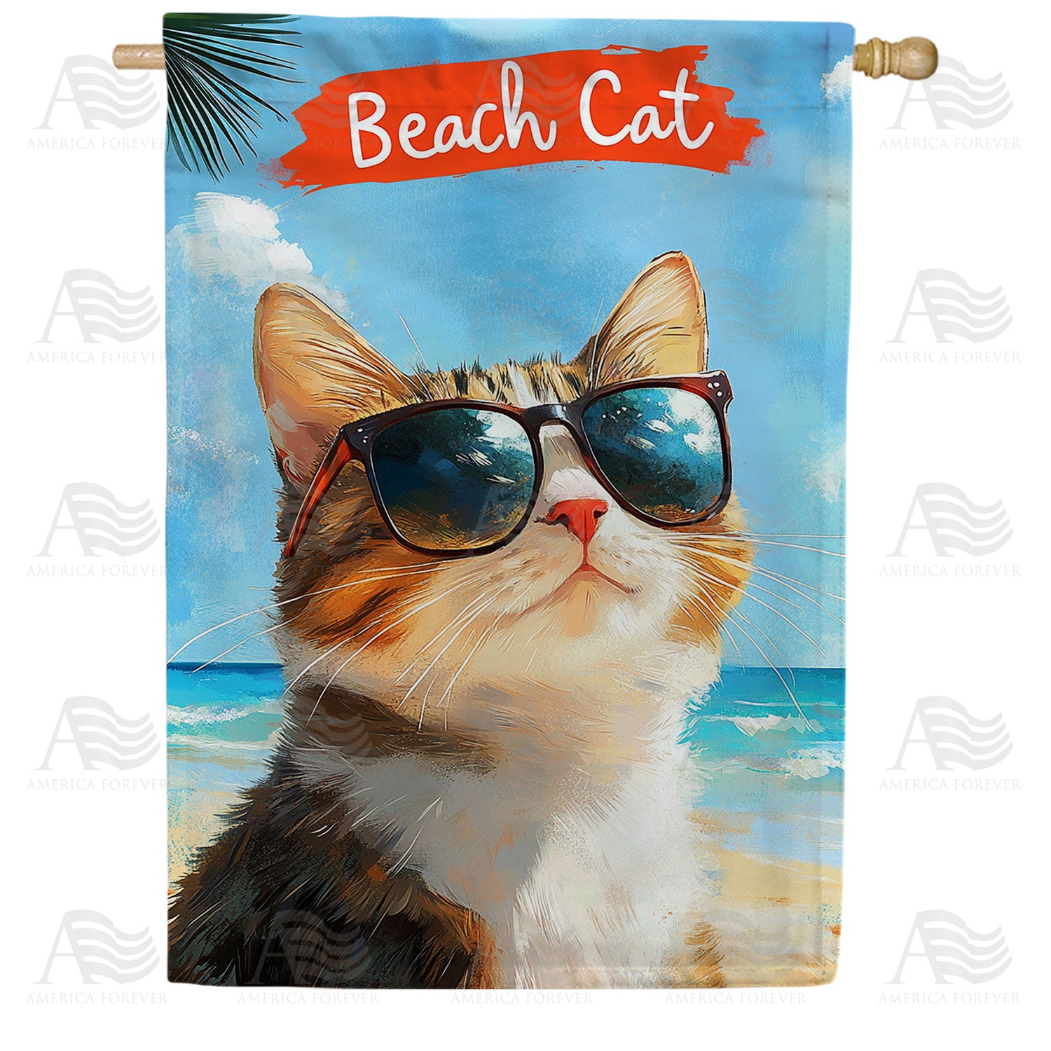 America Forever Beach Cat Tropical Sunglasses House Flag