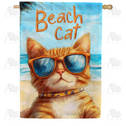 America Forever Beach Cat Orange Tabby Sunglasses House Flag