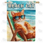America Forever Beach Cat Orange Tabby Beach Chair House Flag