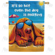 America Forever It's So Hot Dog Melting Beach Humor House Flag