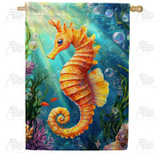 America Forever Golden Seahorse Underwater Ocean House Flag