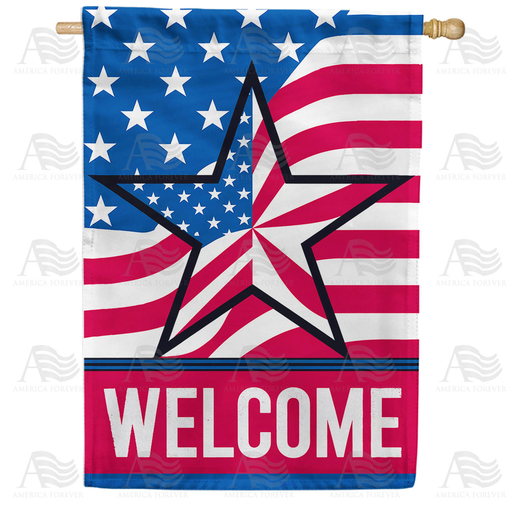 Welcome Patriotic Barn Star Double Sided House Flag