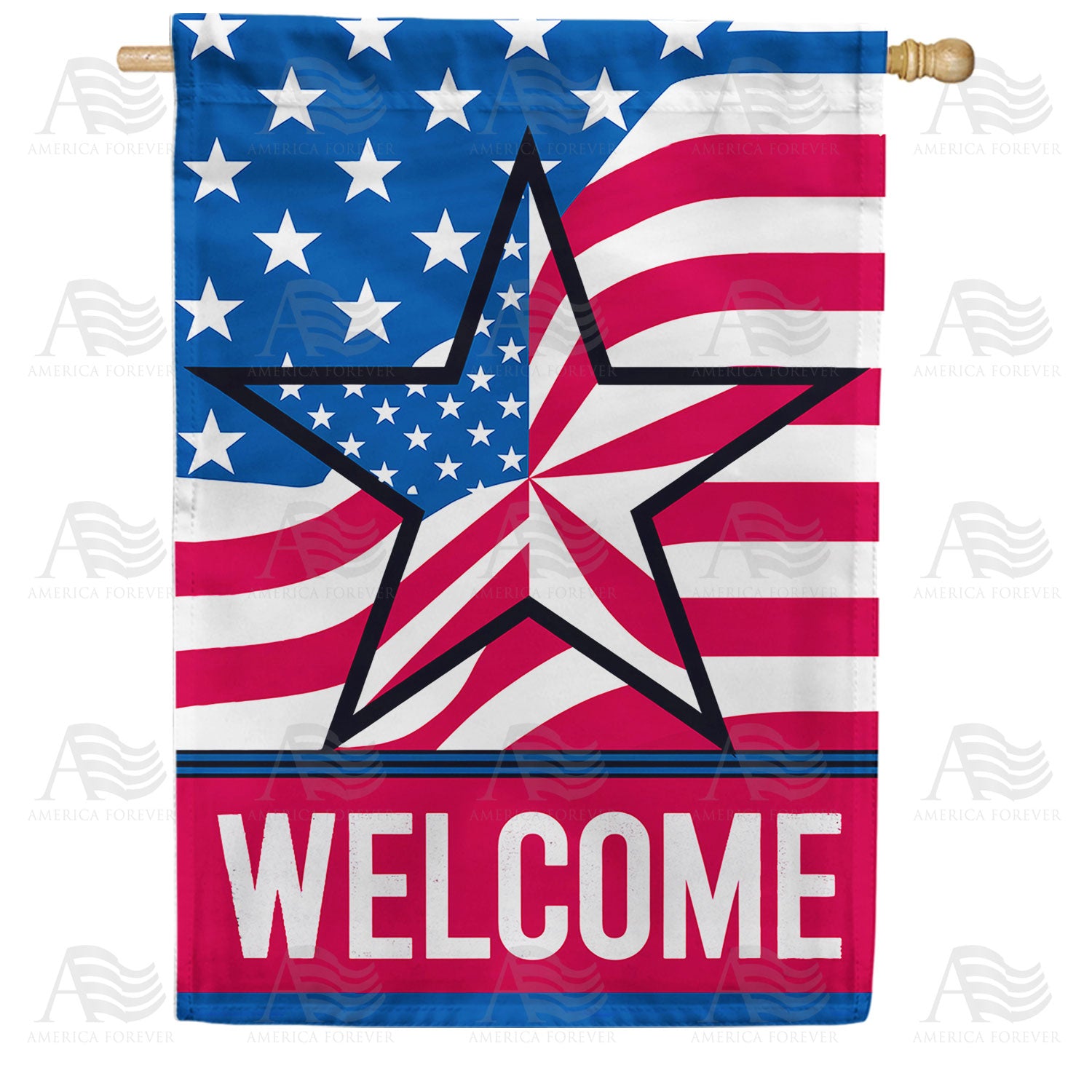 Welcome Patriotic Barn Star Double Sided House Flag