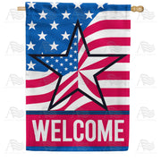 America Forever Welcome Patriotic Star House Flag