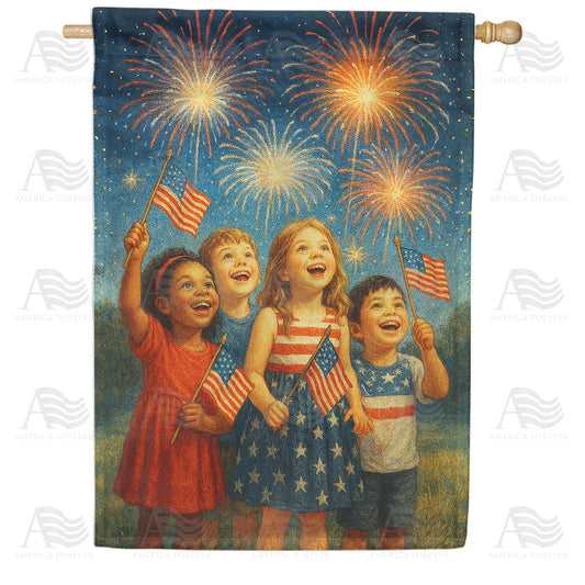America Forever Children Fireworks House Flag