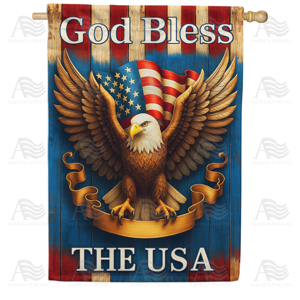 God Bless The USA Eagle Double Sided House Flag