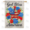God Bless America Patriotic Star Double Sided House Flag