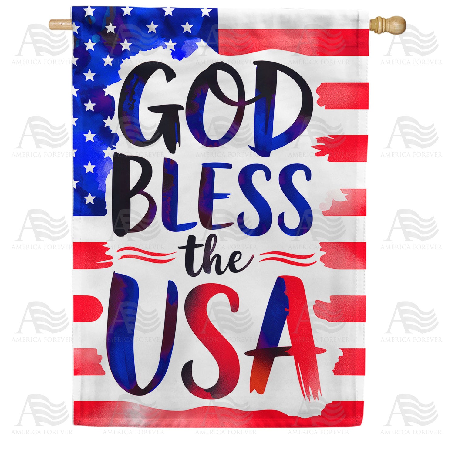 God Bless The USA Patriotic Double Sided House Flag