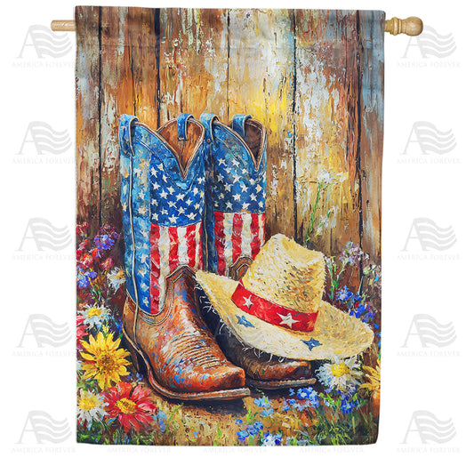 America Forever Patriotic Western Boots House Flag