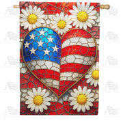 America Forever Patriotic Heart Mosaic House Flag