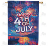 Happy 4th of July Fireworks Family Double Sided House Flag