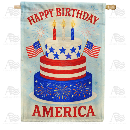 America Forever Happy Birthday America House Flag