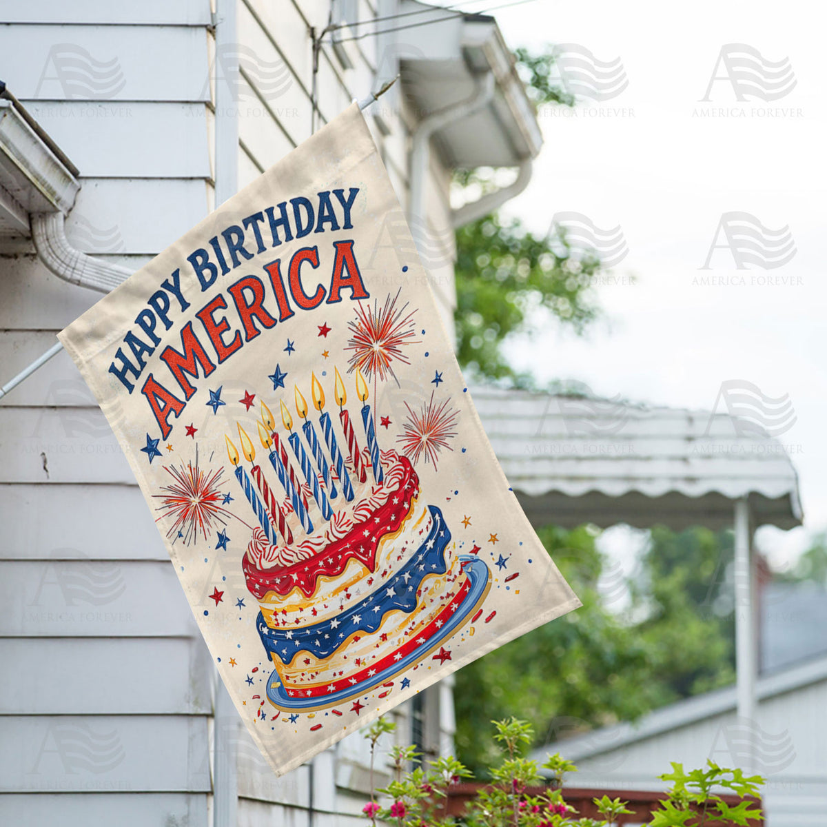 America Forever Happy Birthday America House Flag