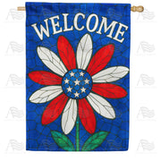 America Forever Patriotic Daisy Welcome House Flag