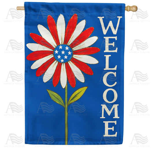 America Forever Patriotic Daisy Welcome House Flag