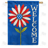 Patriotic Daisy Welcome Vertical Double Sided House Flag