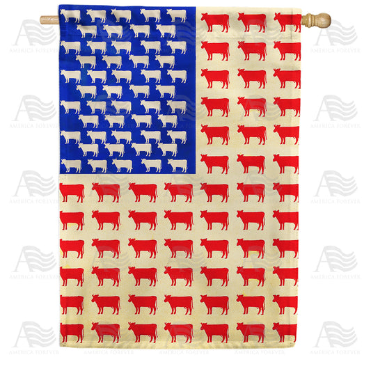 America Forever Patriotic Cow House Flag