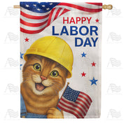 America Forever Happy Labor Day Cat House Flag