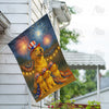 America Forever Golden Retriever Fireworks House Flag