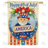 Happy 4th of July Uncle Sam Gnome Double Sided House Flag