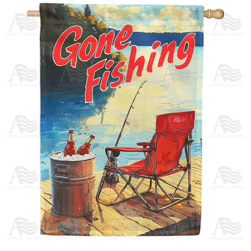 America Forever Gone Fishing House Flag